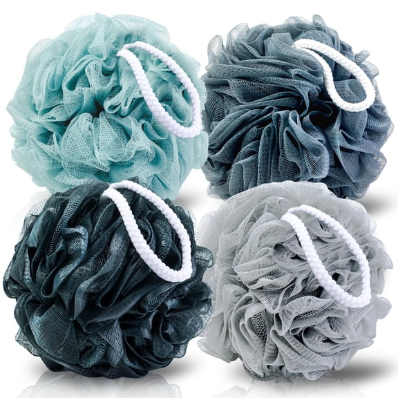 Sponge XXL-100g 4 Pack, Bath Sponge Soft Mesh Shower Puff Loofah for Men, Exfoliating Body Scrubber for Women, Shower Accessories