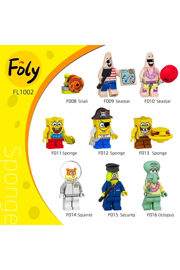 Sponge bob Squarepants Patrick Squidward Custom Building Block x 9 set