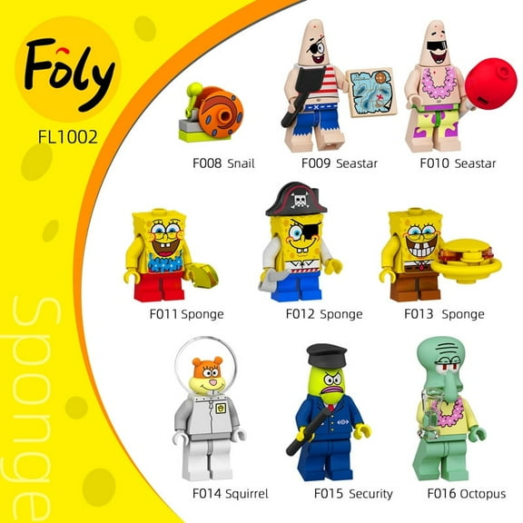 Sponge bob Squarepants Patrick Squidward Custom Building Block x 9 set