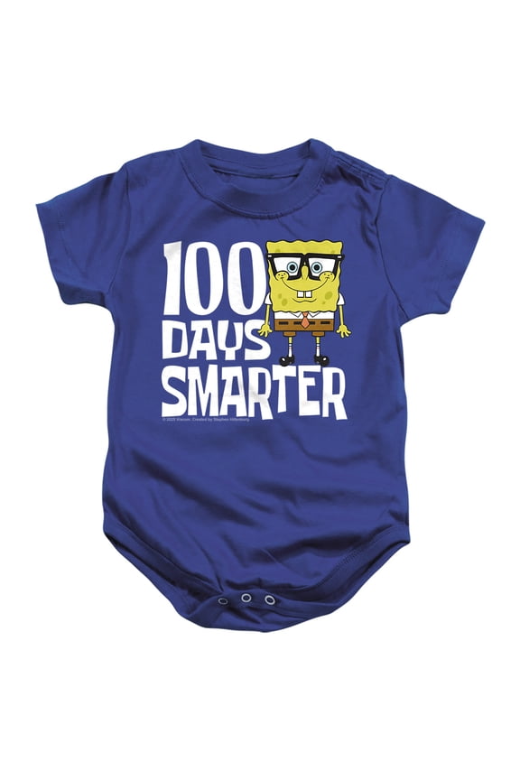 SpongeBob 100 Days Smarter Unisex Infant Snap Suit for Baby, Royal, Large
