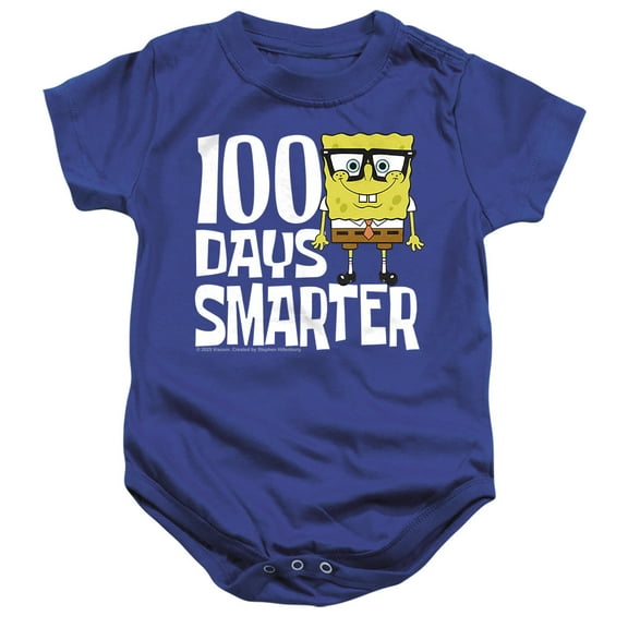 SpongeBob 100 Days Smarter Unisex Infant Snap Suit for Baby, Royal, Small