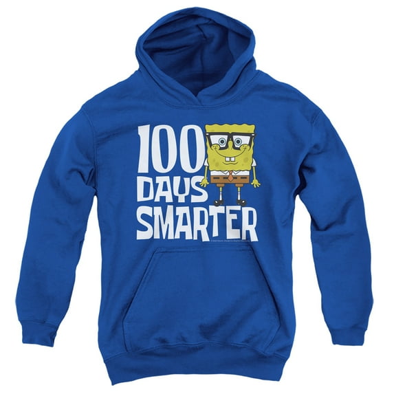 SpongeBob 100 Days Smarter Youth Kids Boy/Girls Pull-Over Hoodie, Royal, Large