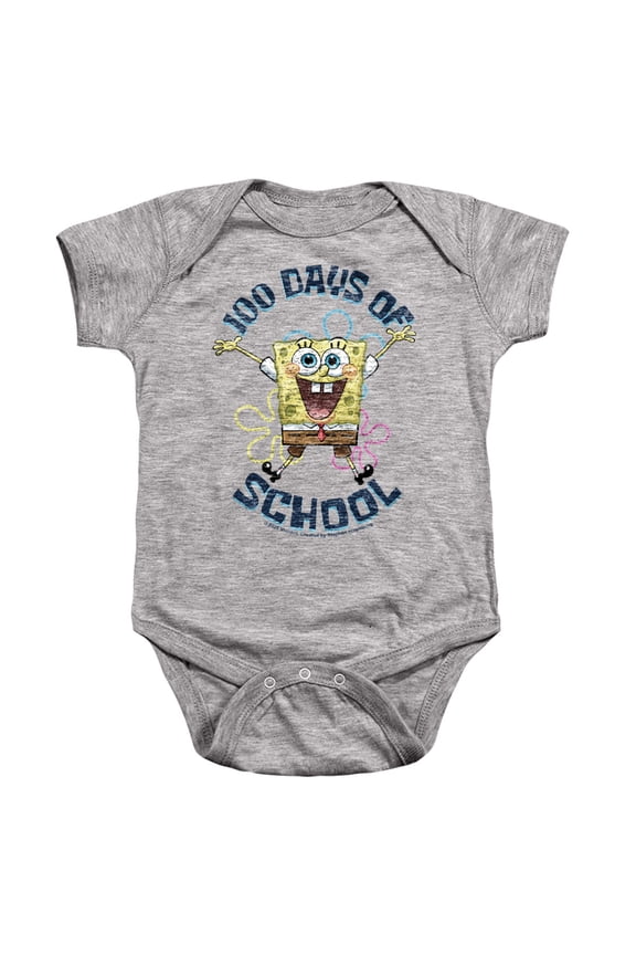 SpongeBob 100 Days of School Jump Unisex Infant Snap Suit for Baby, Athletic Heather, Large