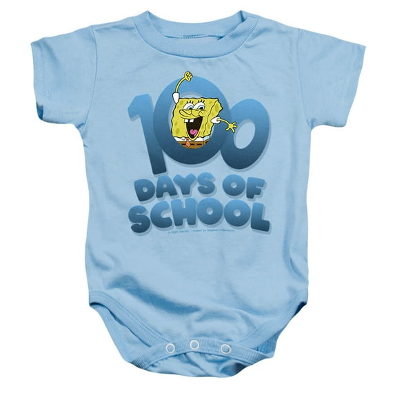 SpongeBob 100 Days of School Unisex Infant Snap Suit for Baby, Light Blue, Large