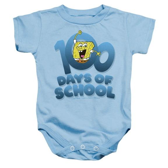 SpongeBob 100 Days of School Unisex Infant Snap Suit for Baby, Light Blue, Small