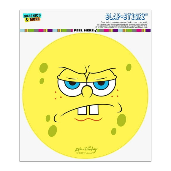 SpongeBob Angry Face Automotive Car Window Locker Circle Bumper Sticker