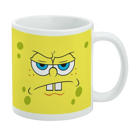 SpongeBob Angry Face Ceramic Coffee Mug, Novelty Gift Mugs for Coffee, Tea and Hot Drinks, 11oz, White