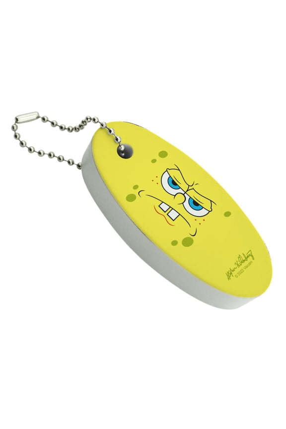 SpongeBob Angry Face Floating Keychain Oval Foam Fishing Boat Buoy Key Float