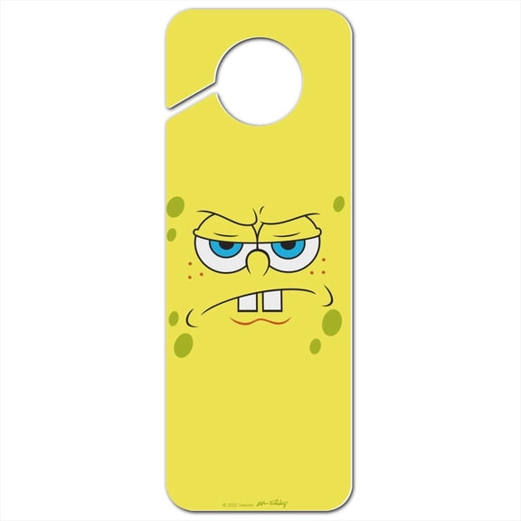 SpongeBob Angry Face Plastic Door Knob Hanger Sign