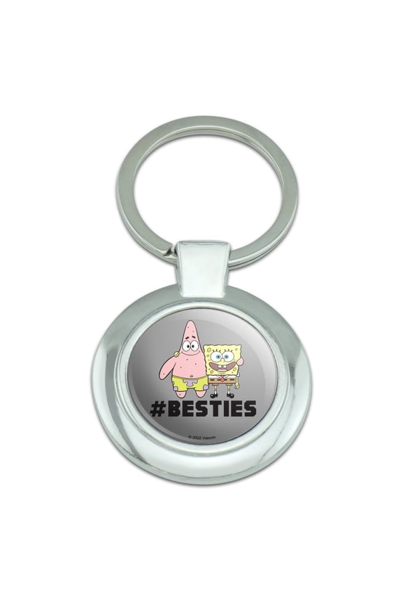 SpongeBob Besties Keychain Classy Round Chrome Plated Metal