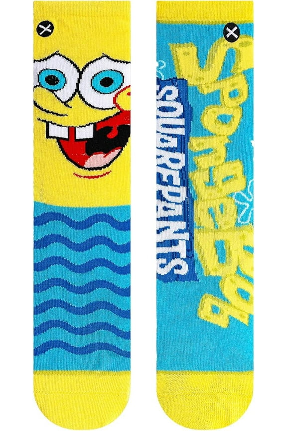 SpongeBob Big Face Crew Socks for Big Kids 710  Fun Colorful Cartoon Character Design 