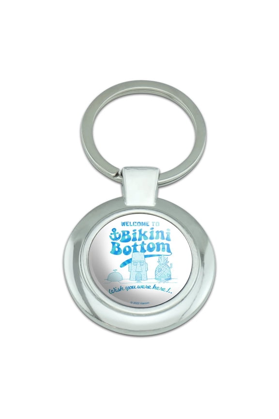 SpongeBob Bikini Bottom Welcome Keychain Classy Round Chrome Plated Metal