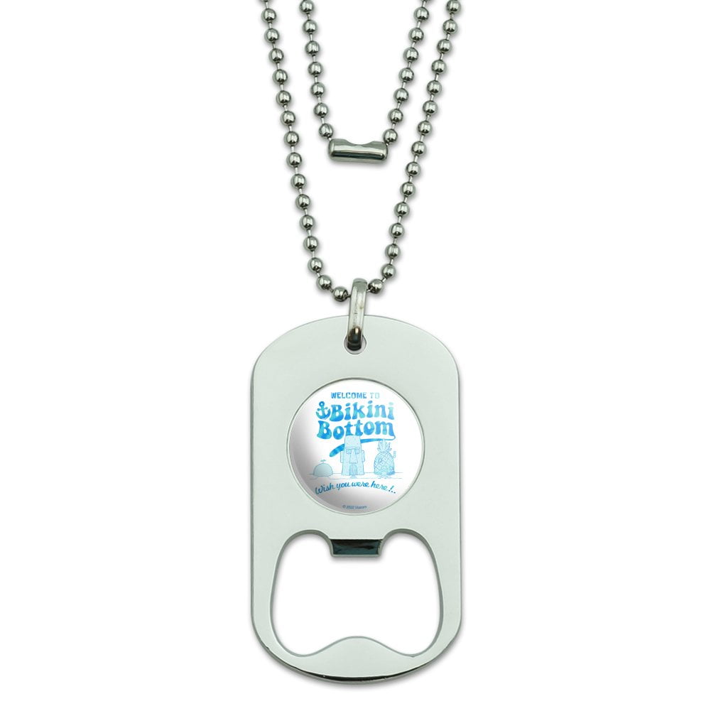 GRAPHICS AND MORE SpongeBob Bikini Bottom Welcome Military Dog Tag Bottle Opener Pendant