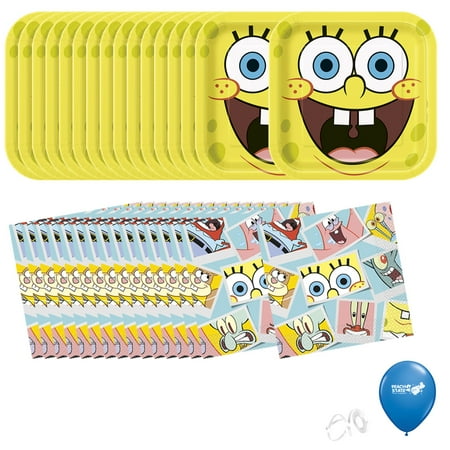 SpongeBob Birthday Party Supplies Bundle SpongeBob Plates SpongeBob Napkins SpongeBob Tablecover SpongeBob Balloons SpongeBob Tableware SpongeBob Decorations Pack for 16