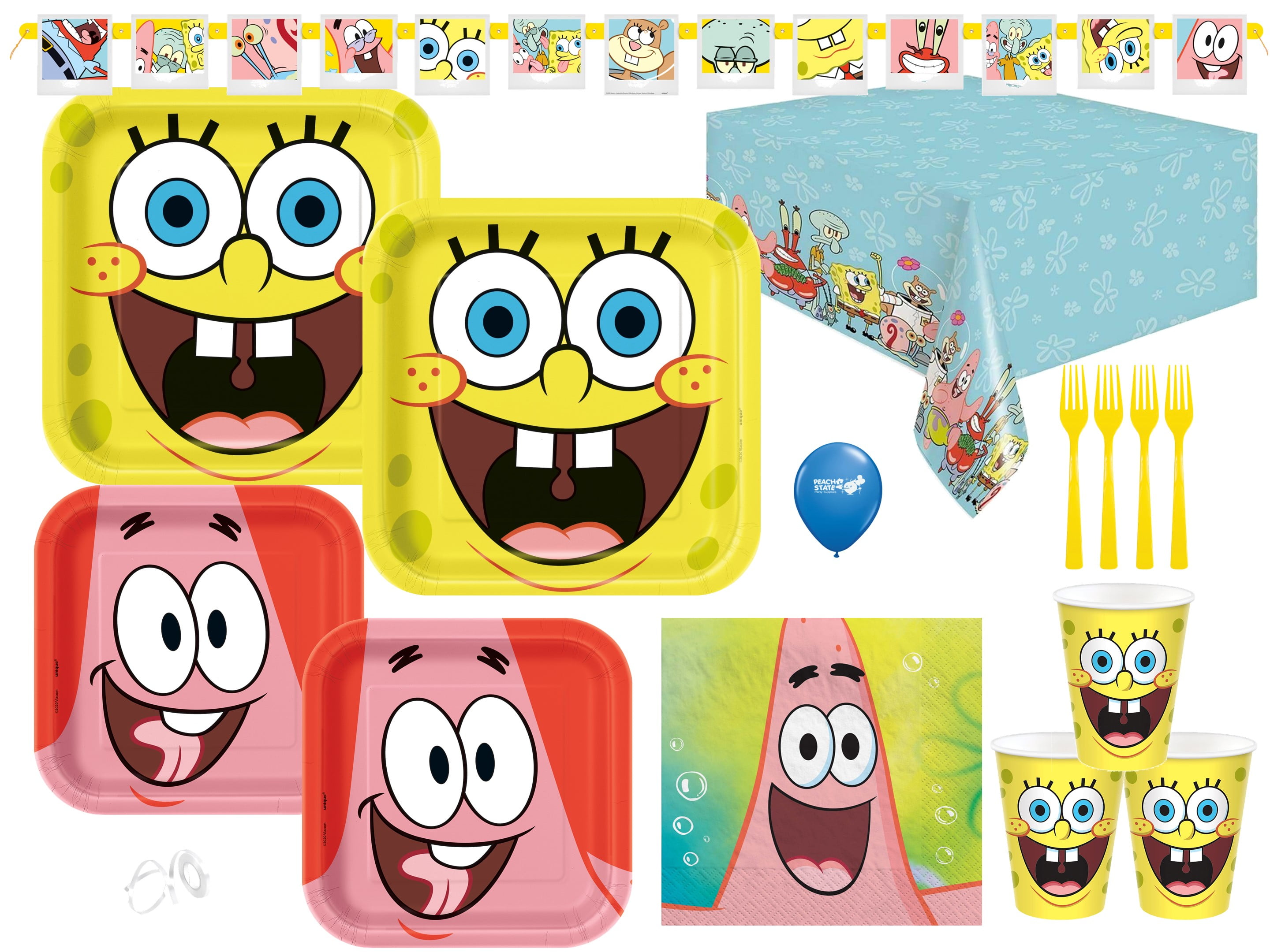 SpongeBob Birthday Party Supplies Bundle Table Set with Plates, Napkins