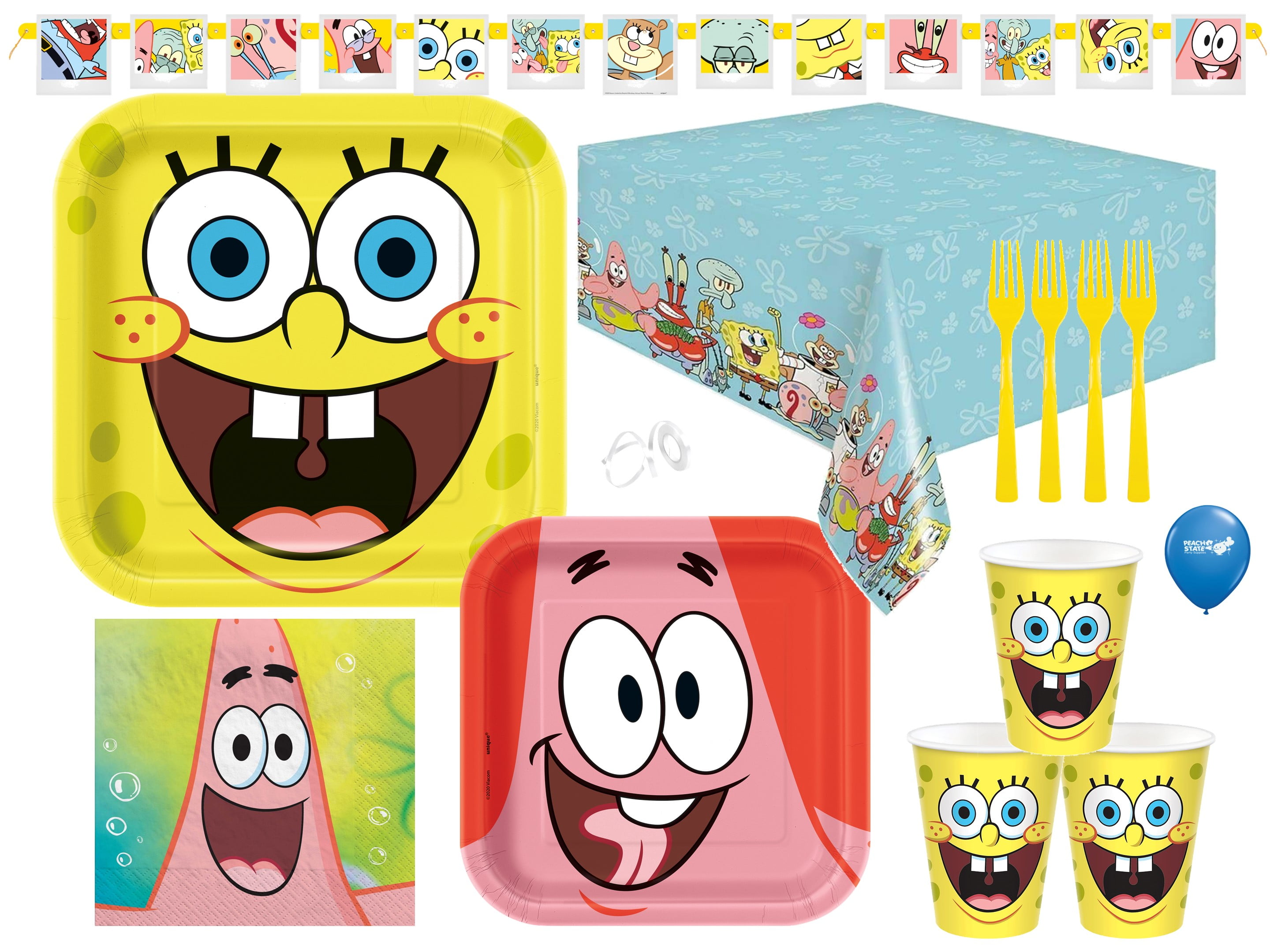 SpongeBob Birthday Party Supplies Bundle Table Set with Plates, Napkins