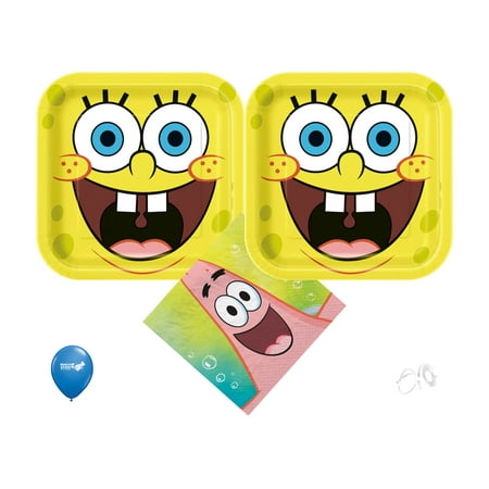 SpongeBob Birthday Party Supplies Bundle with Plates and Napkins for 16 Guests