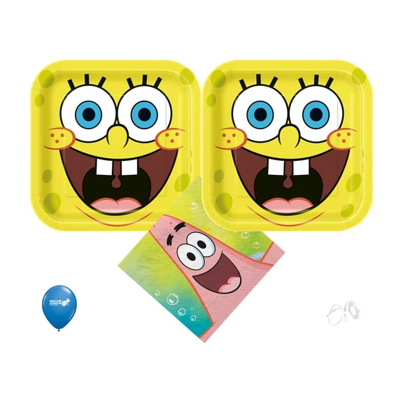 SpongeBob Birthday Party Supplies Bundle with Plates and Napkins for 16 Guests