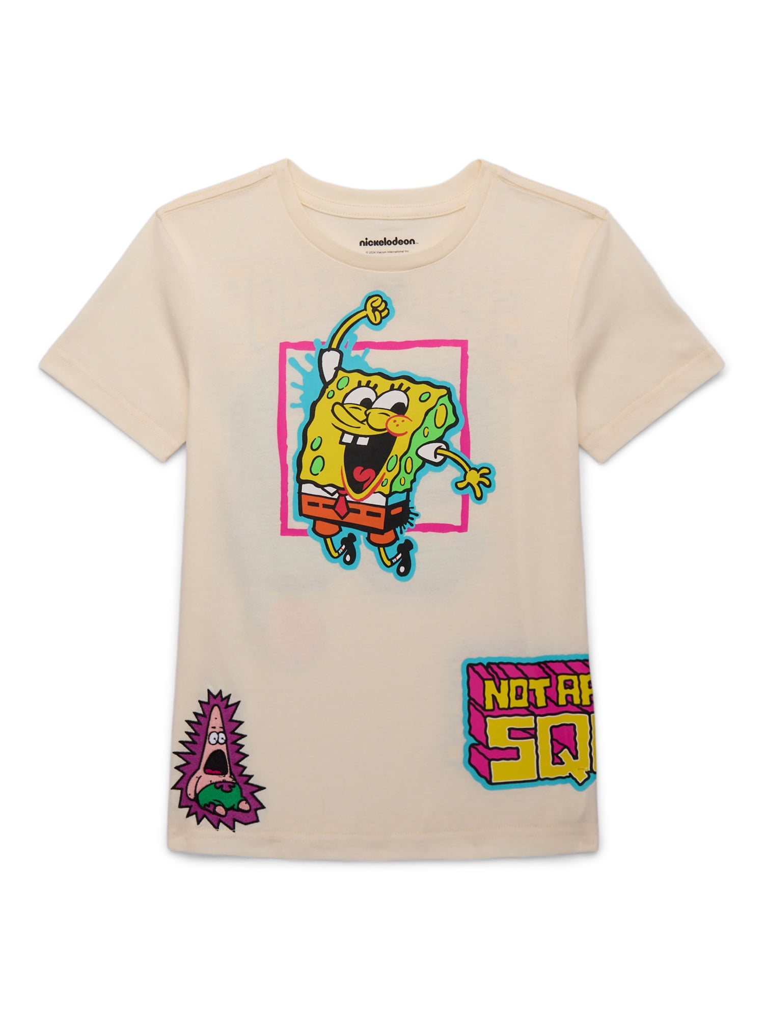 SpongeBob Boys Embroidered Front and Back Graphic Tee with Short