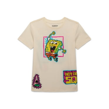 SpongeBob Boys Embroidered Front and Back Graphic Tee with Short-Sleeves, Sizes 4-20