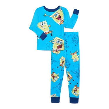 SpongeBob SquarePants Boys Long Sleeve Top and Pants Pajama Set, 2-Piece, Sizes 4-10