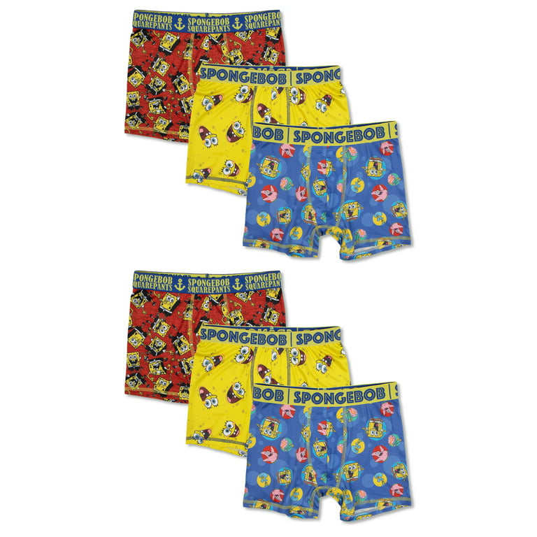 SpongeBob Boys Underwear, 6 Pack Boxer Briefs, Size 4 