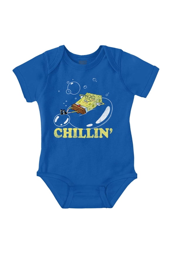 SpongeBob Bubble Chillin Cartoon Romper Boys or Girls Infant Baby Brisco Brands NB