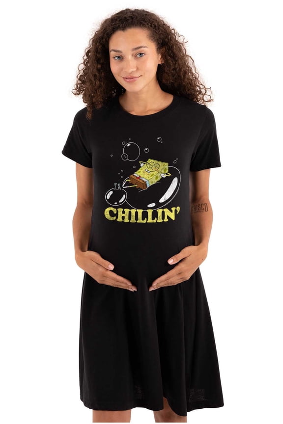 SpongeBob Bubble Chillin Cartoon Women's Maternity Dress Brisco Brands M