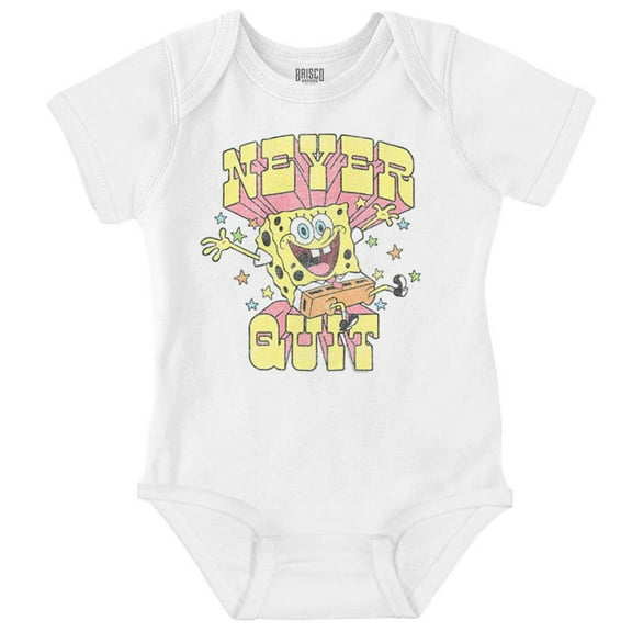 SpongeBob Cartoon Never Quit Quote Romper Boys or Girls Infant Baby Brisco Brands 12M