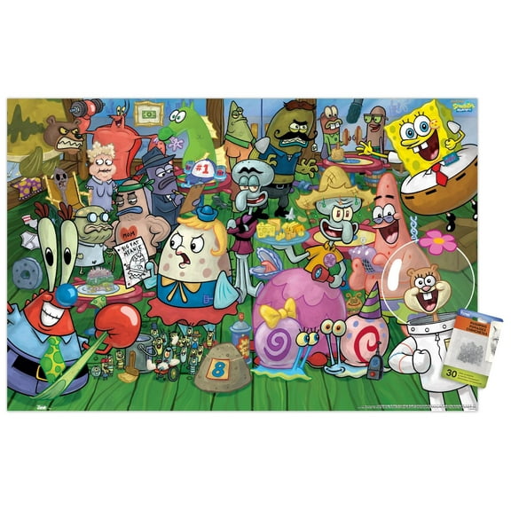 SpongeBob - Characters Wall Poster with Push Pins, 22.375" x 34"