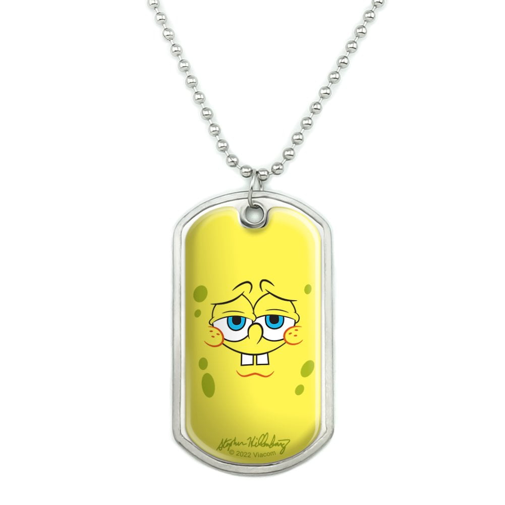 GRAPHICS AND MORE SpongeBob Confident Face Military Dog Tag Pendant Necklace with Chain