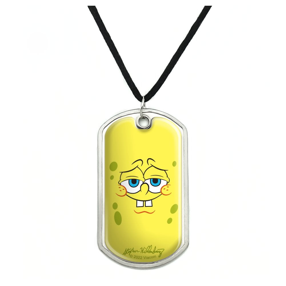 GRAPHICS AND MORE SpongeBob Confident Face Military Dog Tag Pendant Necklace with Cord