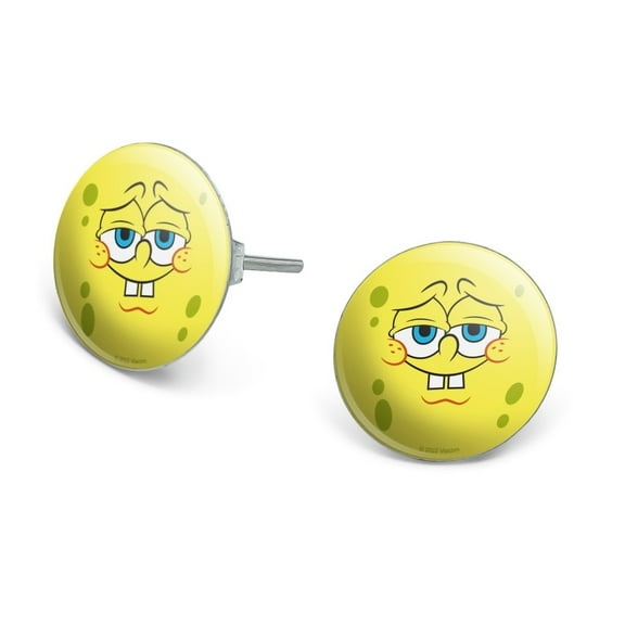 SpongeBob Confident Face Novelty Silver Plated Stud Earrings