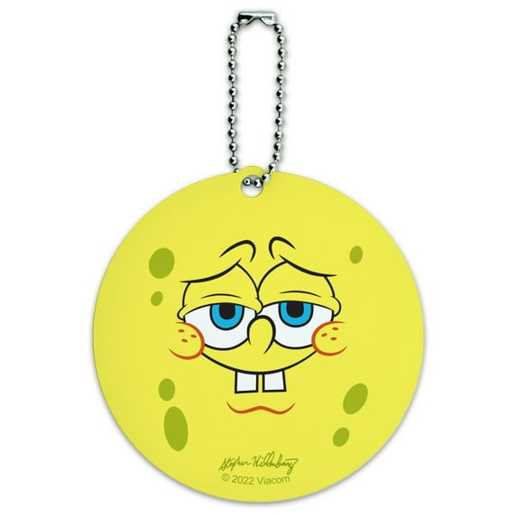 SpongeBob Confident Face Round Luggage ID Tag Card Suitcase Carry-On