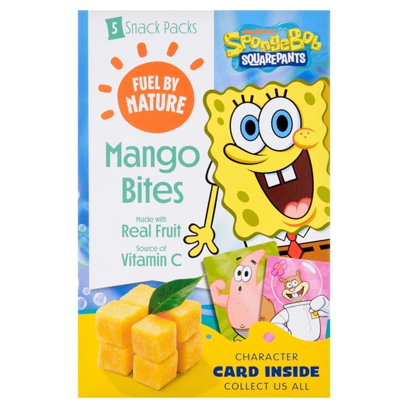 SpongeBob Fuel By Nature Mango Bites Made with Real Fruit 5x20G, Imported from Britain