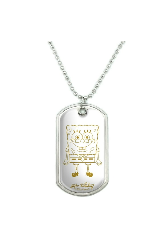 SpongeBob Full Front Military Dog Tag Pendant Necklace with Chain