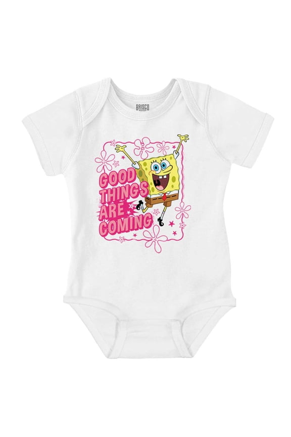 SpongeBob Good Things Are Coming Romper Boys or Girls Infant Baby Brisco Brands NB