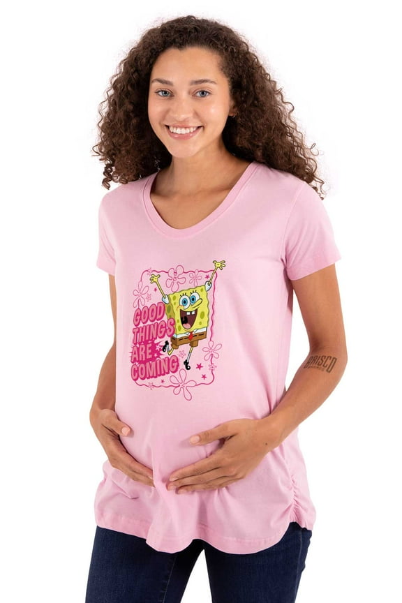SpongeBob Good Things Are Coming Women's Maternity T Shirt Tee Brisco Brands 3X