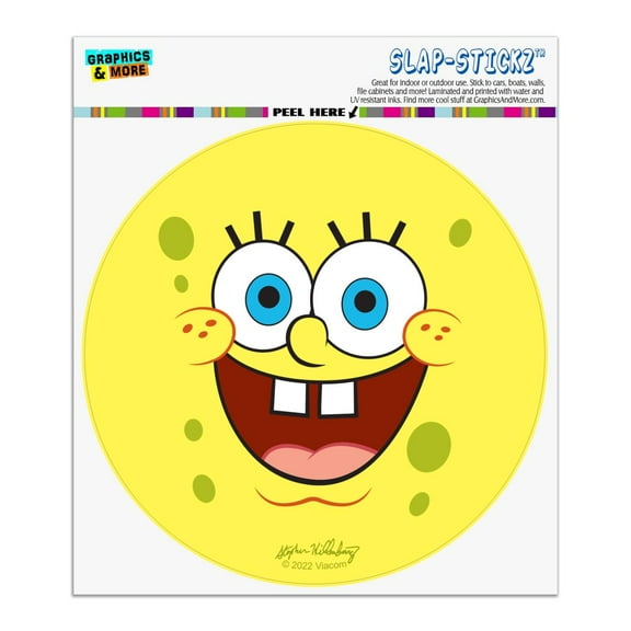 SpongeBob Goofy Smile Face Automotive Car Window Locker Circle Bumper Sticker