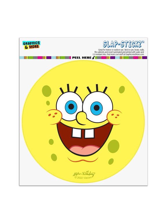 SpongeBob Goofy Smile Face Automotive Car Window Locker Circle Bumper Sticker
