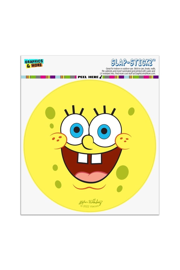 SpongeBob Goofy Smile Face Automotive Car Window Locker Circle Bumper Sticker