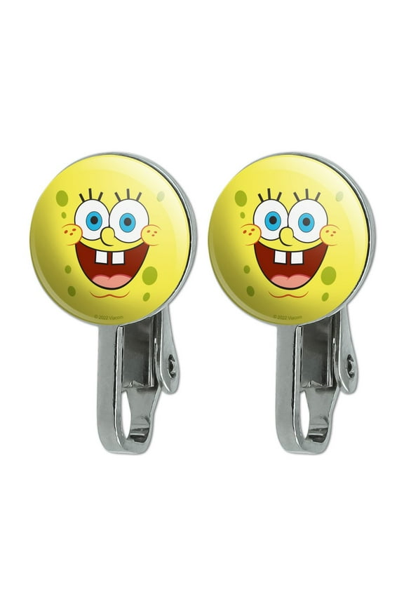 SpongeBob Goofy Smile Face Novelty Clip-On Stud Earrings