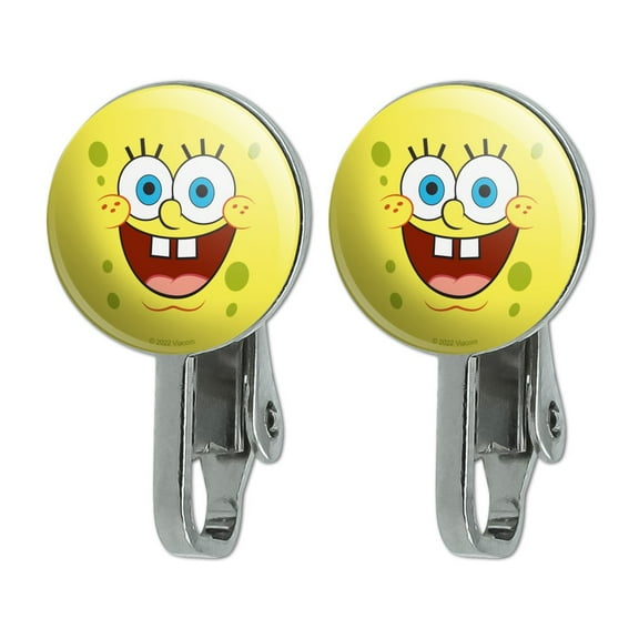SpongeBob Goofy Smile Face Novelty Clip-On Stud Earrings