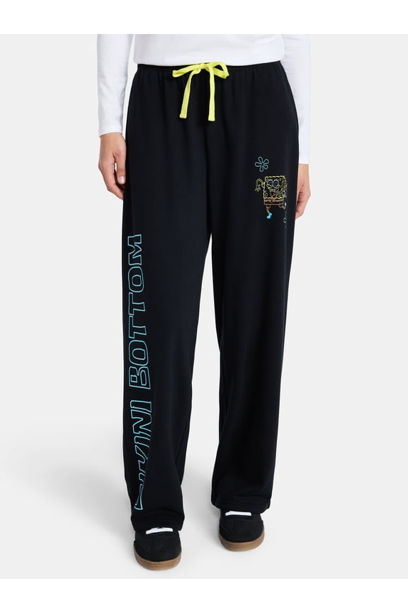 Women’s Graphic Wide Leg Fleece Pants, Sizes XXS-XL