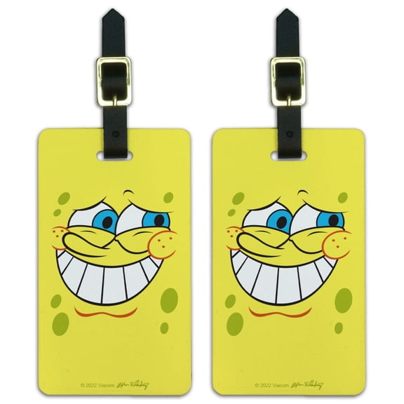 SpongeBob Guilty Face Luggage ID Tags Suitcase Carry-On Cards - Set of 2
