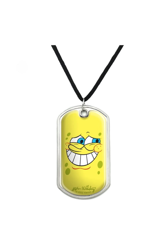 SpongeBob Guilty Face Military Dog Tag Pendant Necklace with Cord