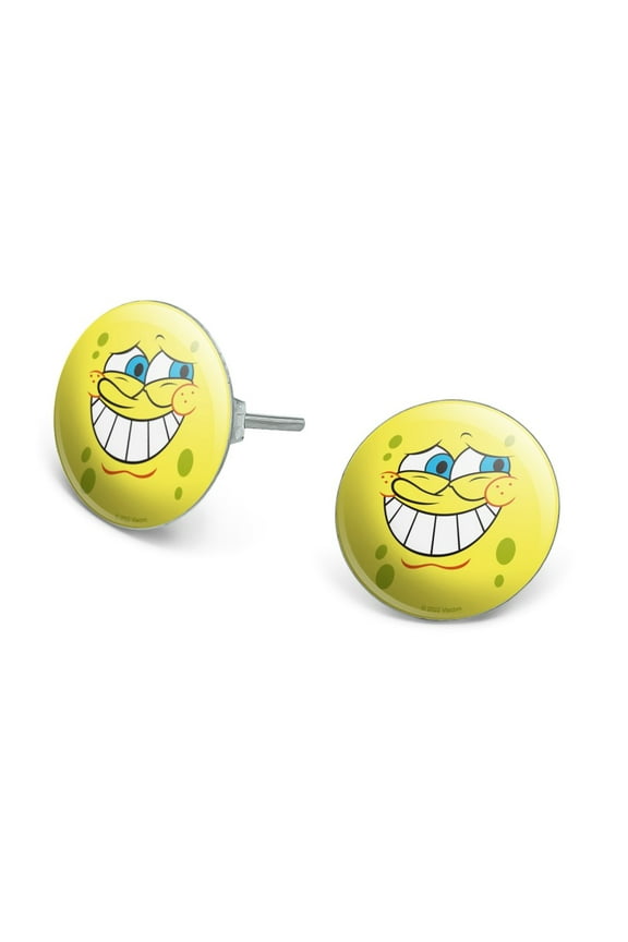 SpongeBob Guilty Face Novelty Silver Plated Stud Earrings