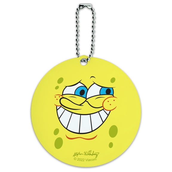 SpongeBob Guilty Face Round Luggage ID Tag Card Suitcase Carry-On