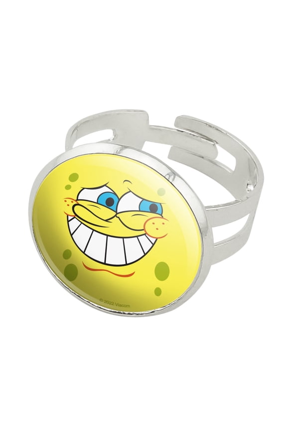 SpongeBob Guilty Face Silver Plated Adjustable Novelty Ring