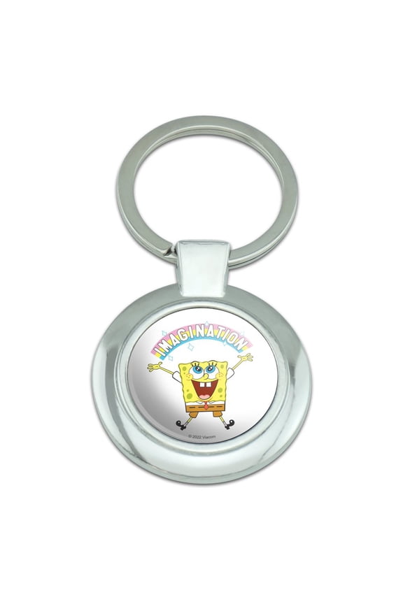 SpongeBob Imagination Rainbow Keychain Classy Round Chrome Plated Metal